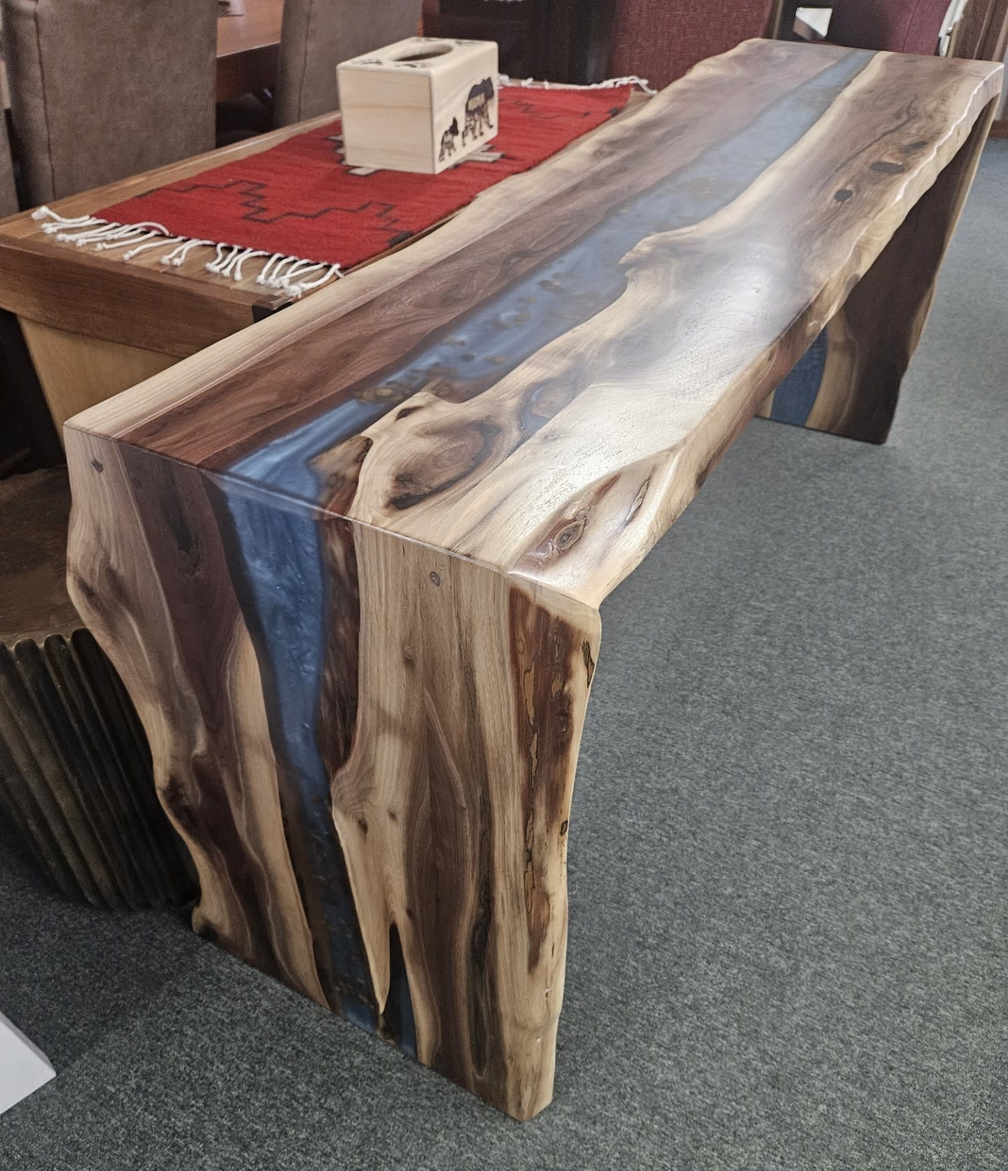 Stone River Waterfall Live Edge Sofa Table 18x72x30H