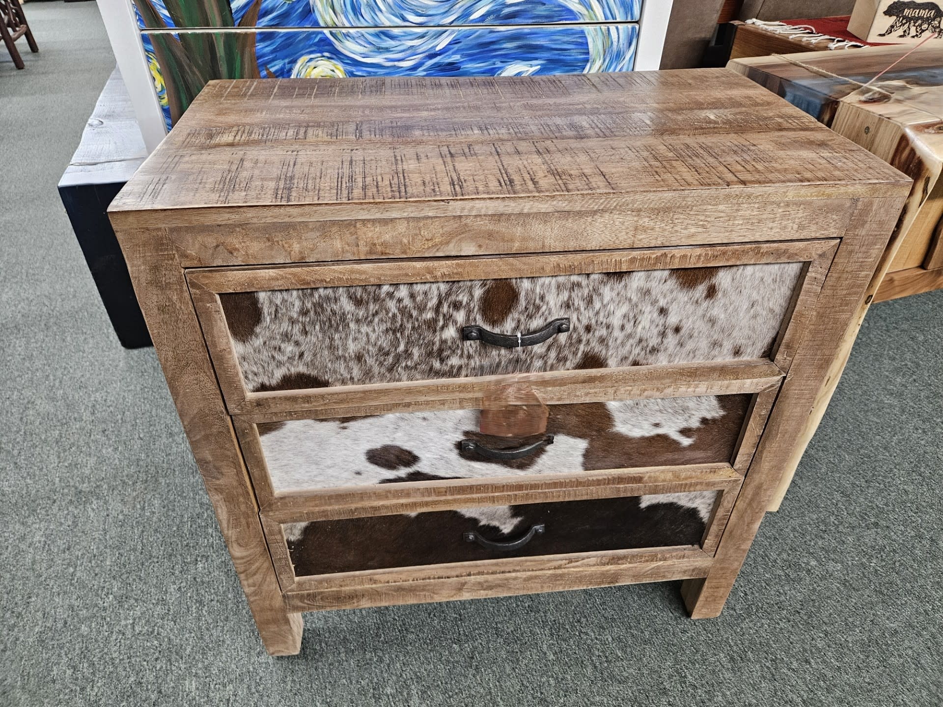 Crestview Fort Worth Cowhide 3 Dwr Chest  30x17x31