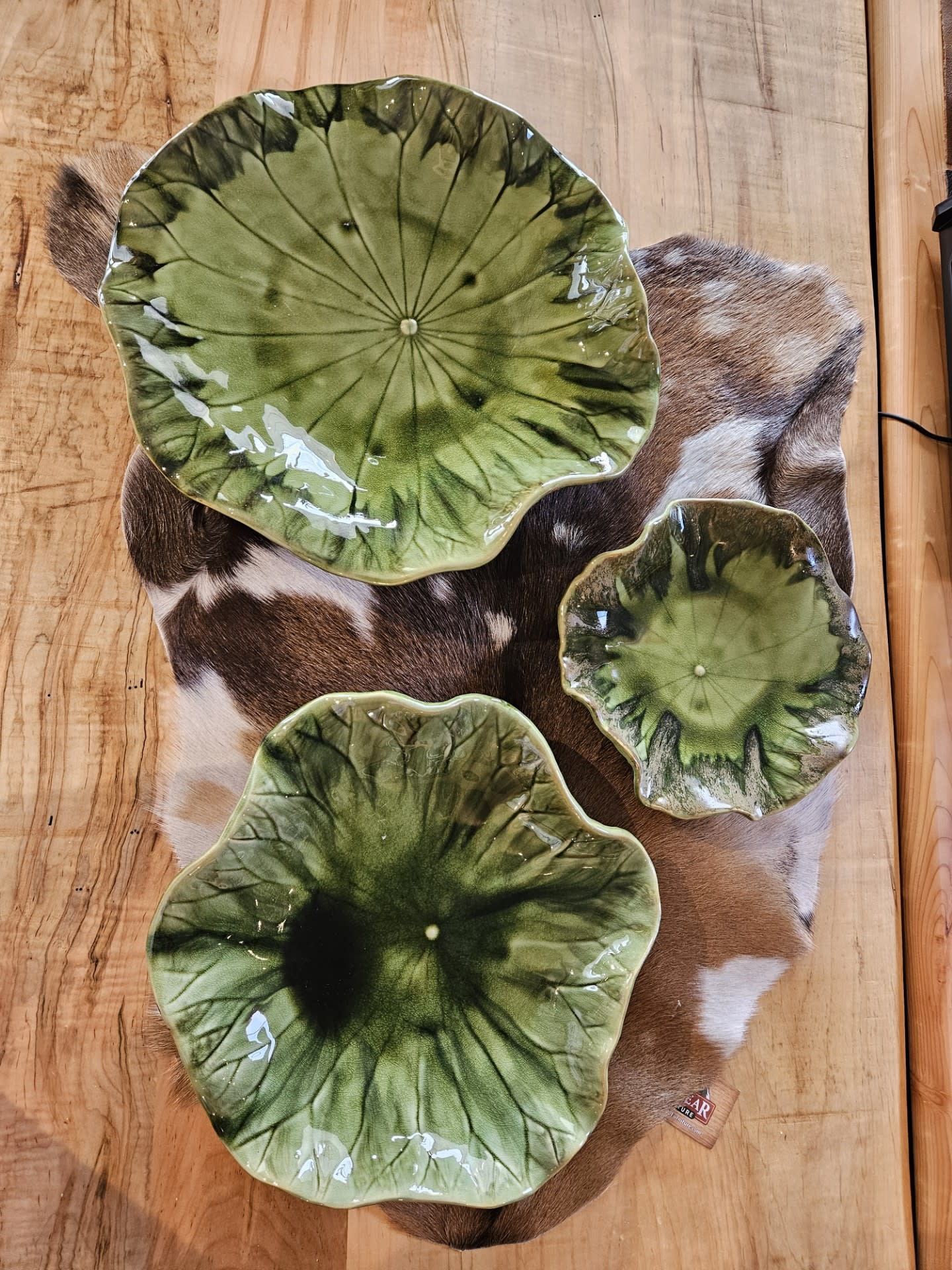 Crestview Lotus Leaf Wall or Table Decor-Green, Set of 3