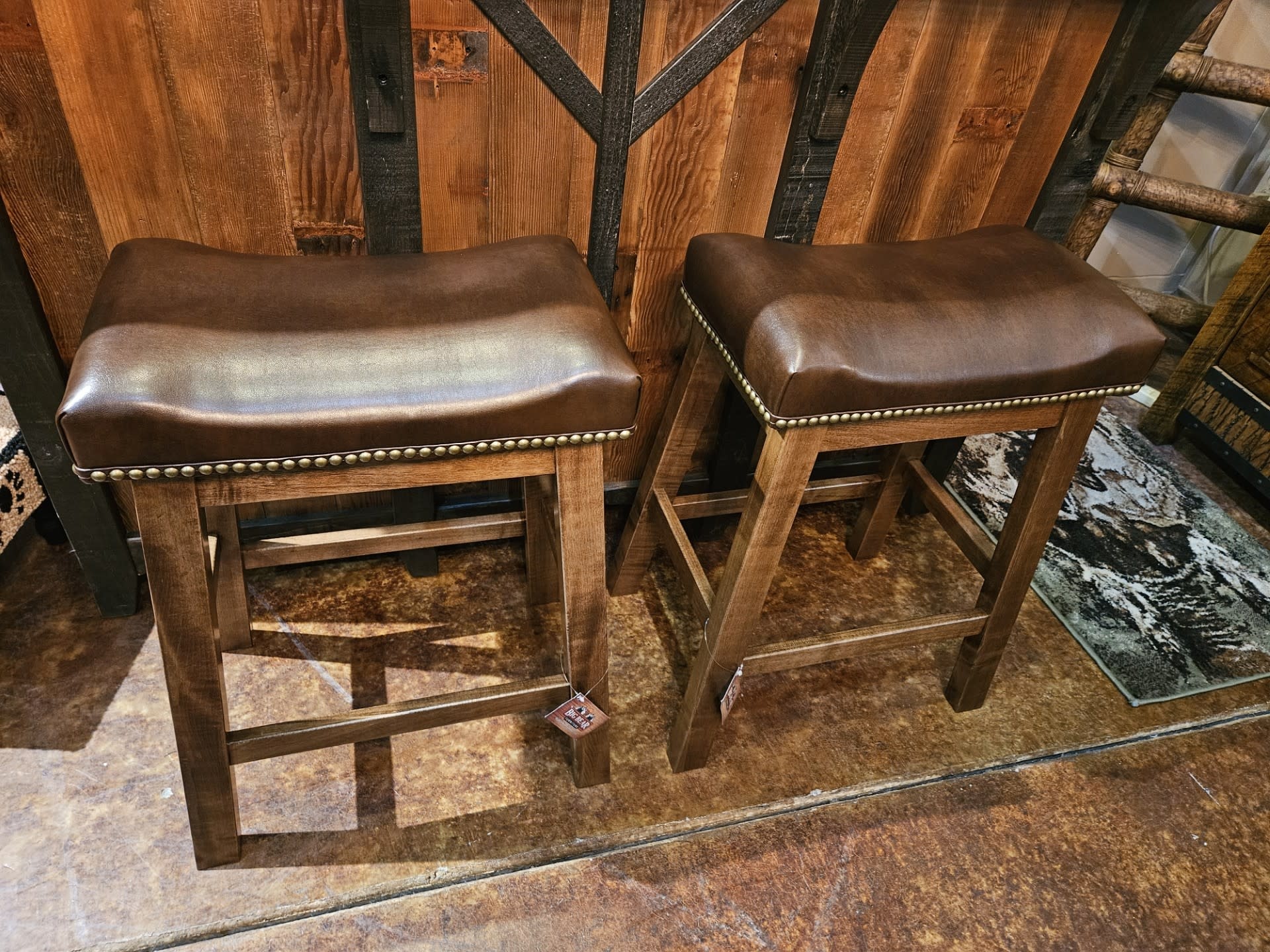 ALBC Upholstered Saddle Counter Stool