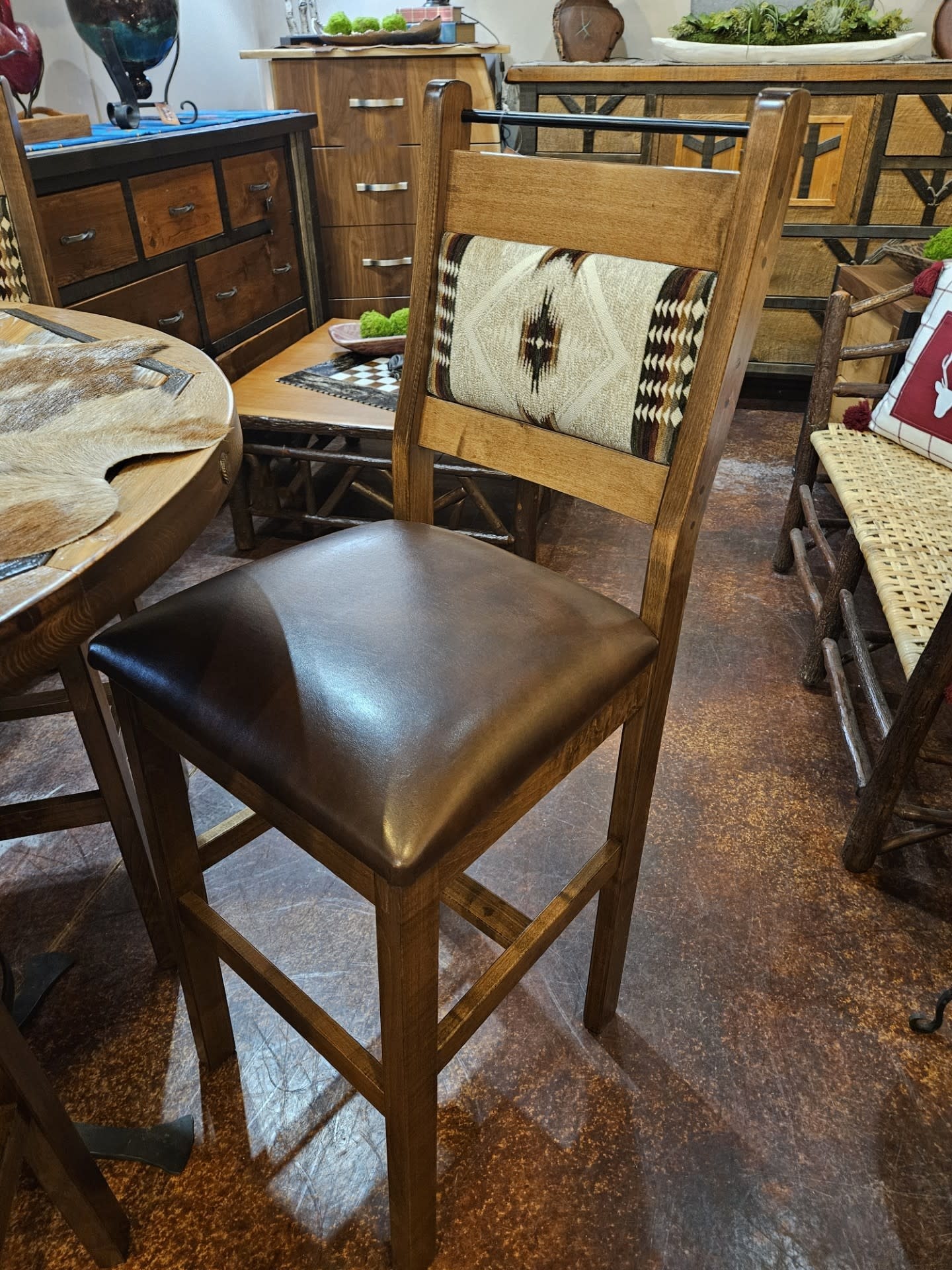 ALBC Upholstered Bar Stool w/Black Bar