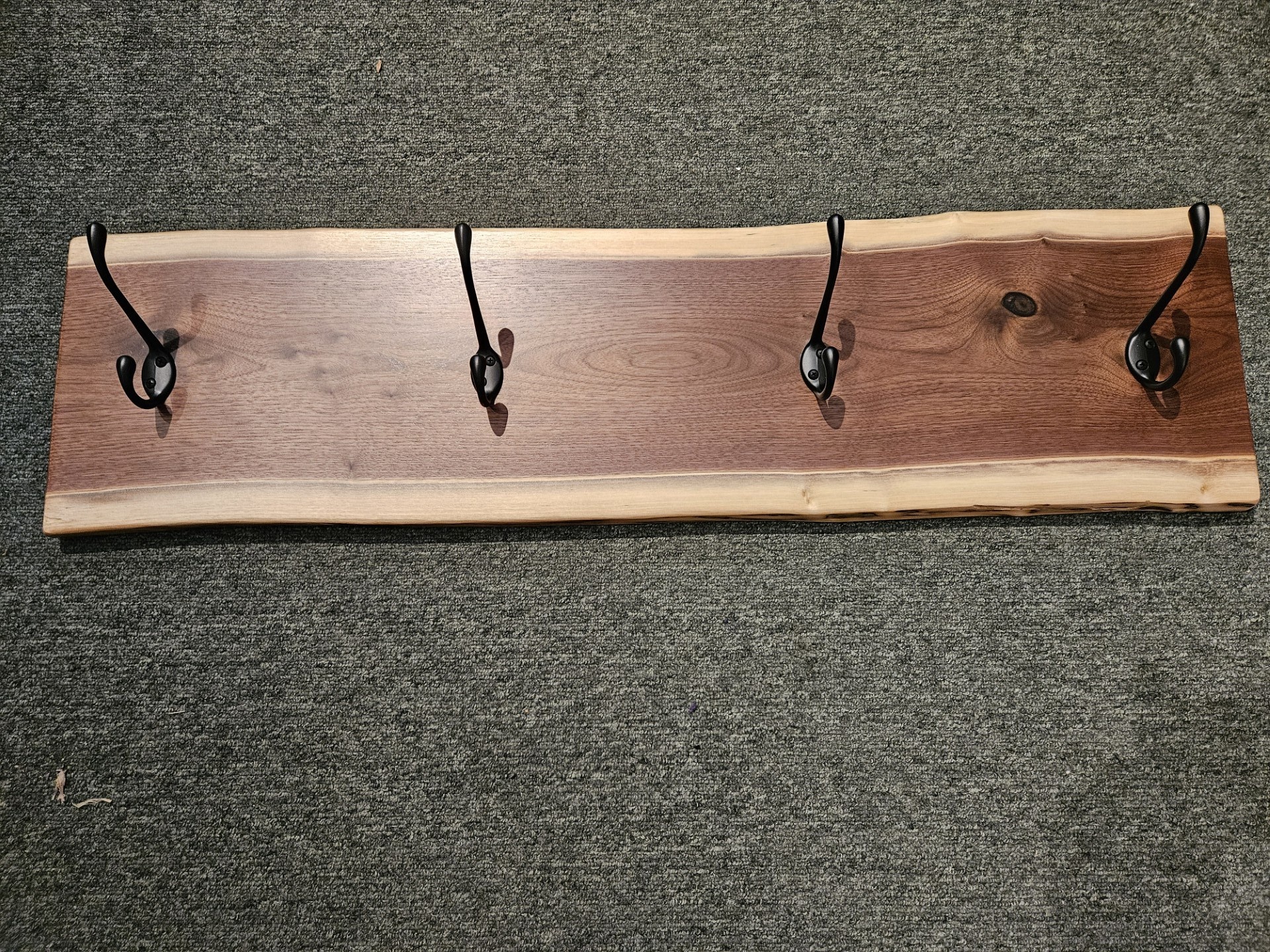 Stone River Wall Coat Rack w/4  Hooks - Walnut - 7" x 36"