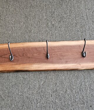 Stone River Wall Coat Rack w/5 Hooks - Walnut - 7" x 48"