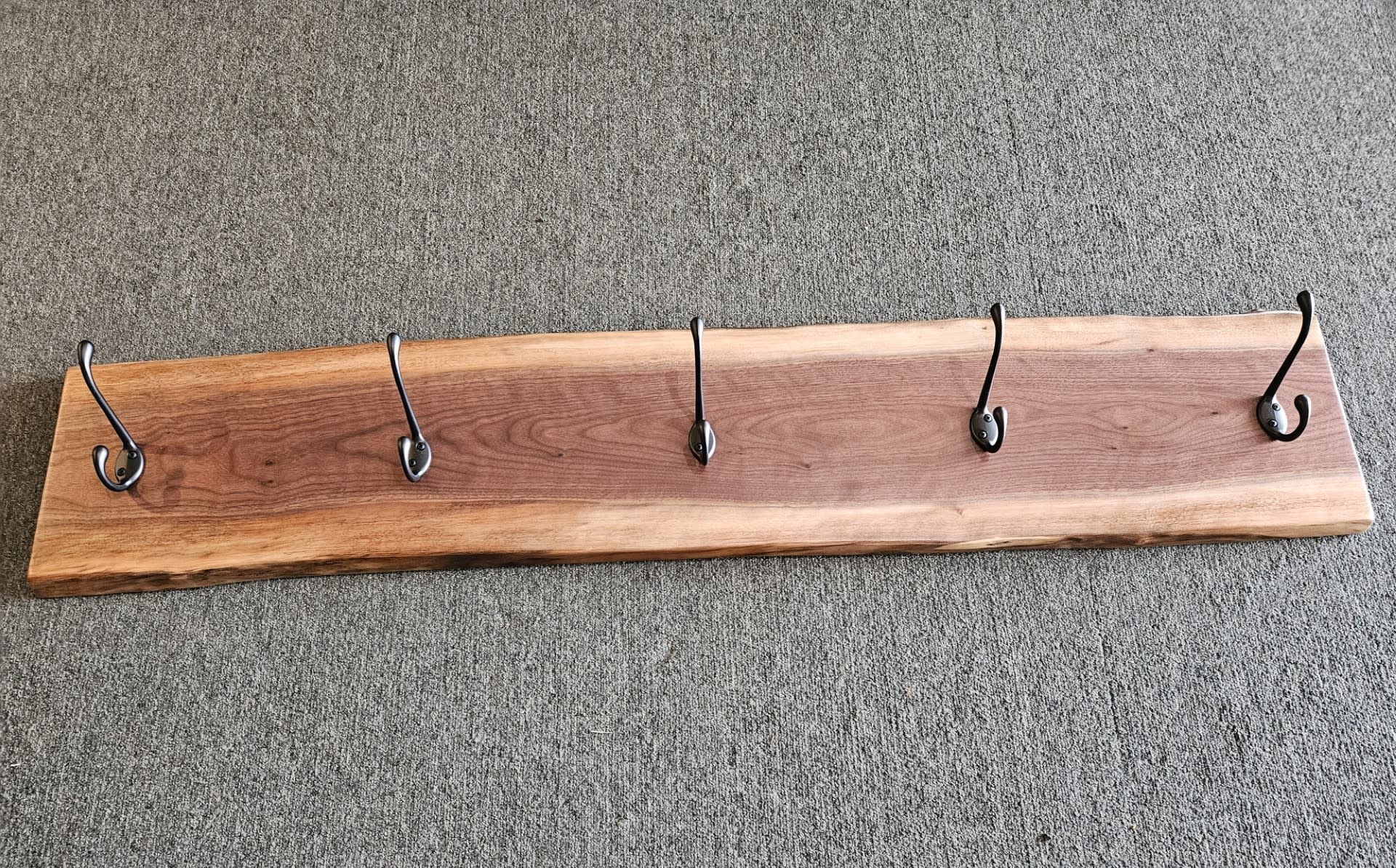 Stone River Wall Coat Rack w/5 Hooks - Walnut - 7" x 48"