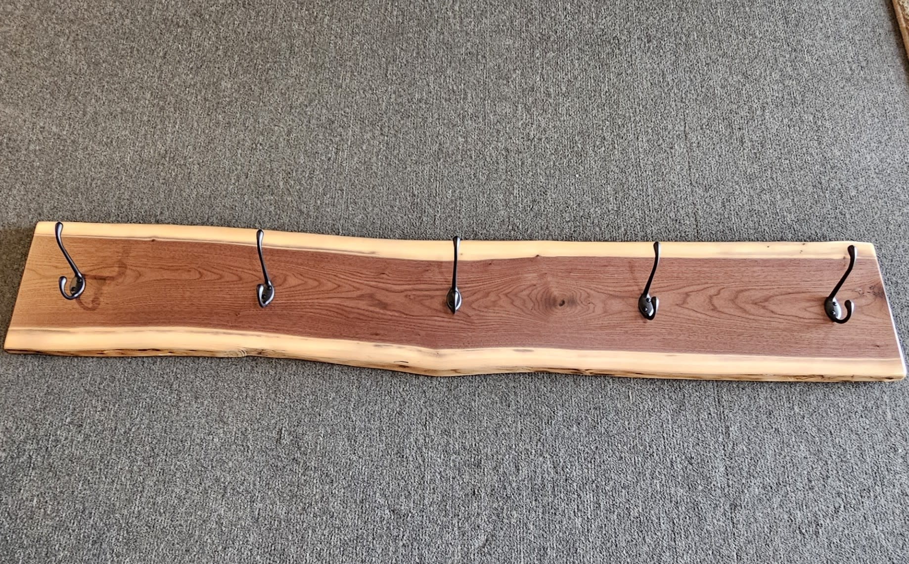Stone River Wall Coat Rack w/5 Hooks - Walnut - 7" x  60"