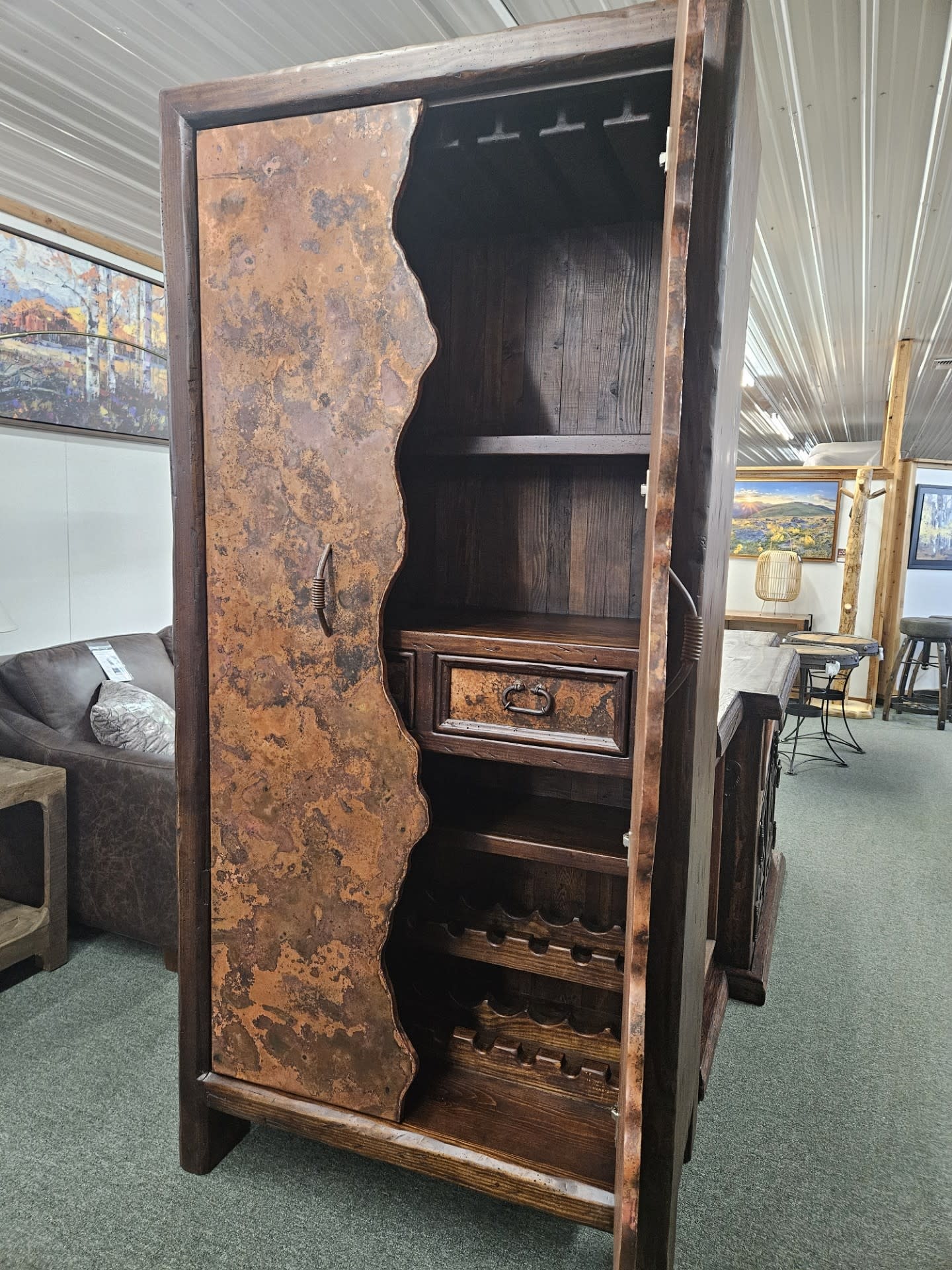 Artisans Copper Wine Cabinet 40x22x83.5H