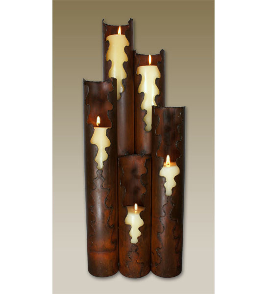 Artisans Niche Iron Tube Candelabra w/Candles 12x7x31.5H