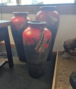 Artisans Tibor Red/Gray Clay Vase - LARGE