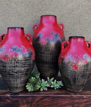 Artisans Trophy Clay Pot Red/Gray- SMALL- 8.5Base x 13.5