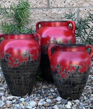 Artisans Red/Gray Clay Pot - MEDIUM - 8x11