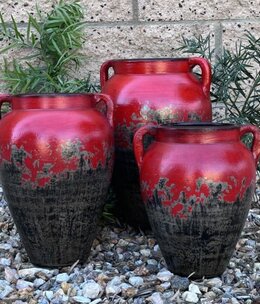 Artisans Red/Gray Clay Pot - SMALL - 8x9