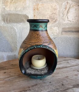 Artisans Tabletop Chimenea Turquoise 9.5x19.5