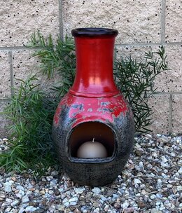 Artisans Tabletop Chimenea RED/GRAY - 9.5 x 19.5