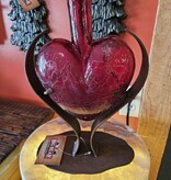 Artisans Crackled Glass Heart on Modern Base MEDIUM 8.5x5x12