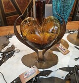 Artisans Crackled Glass Heart on Modern Base MEDIUM 8.5x5x12