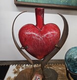 Artisans Crackled Glass Heart on Modern Base LARGE 11x7x15
