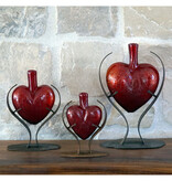 Artisans Crackled Glass Heart on Modern Base LARGE 11x7x15