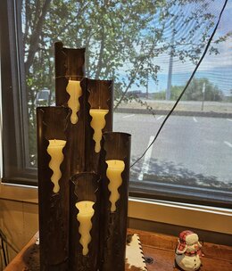 Artisans Niche Iron Tube Candelabra w/Candles 12x7x31.5H