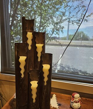 Artisans Niche Iron Tube Candelabra w/Candles 12x7x31.5H