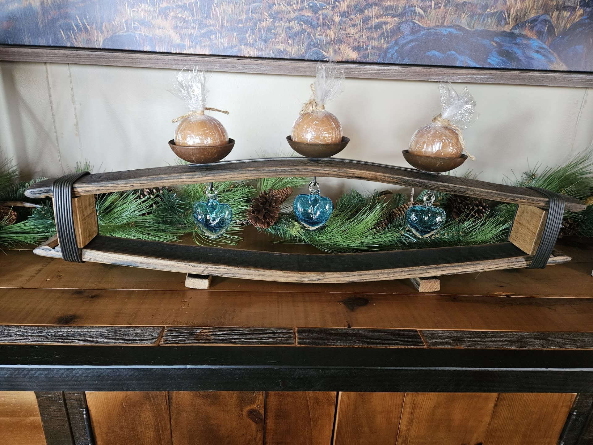 Artisans Double Tequila Stave w/Hearts Candle Holder w/candles