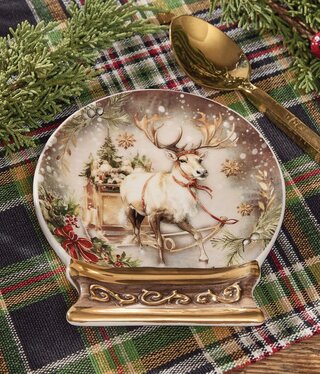 Park Design Snow Globe Reindeer Spoon Rest