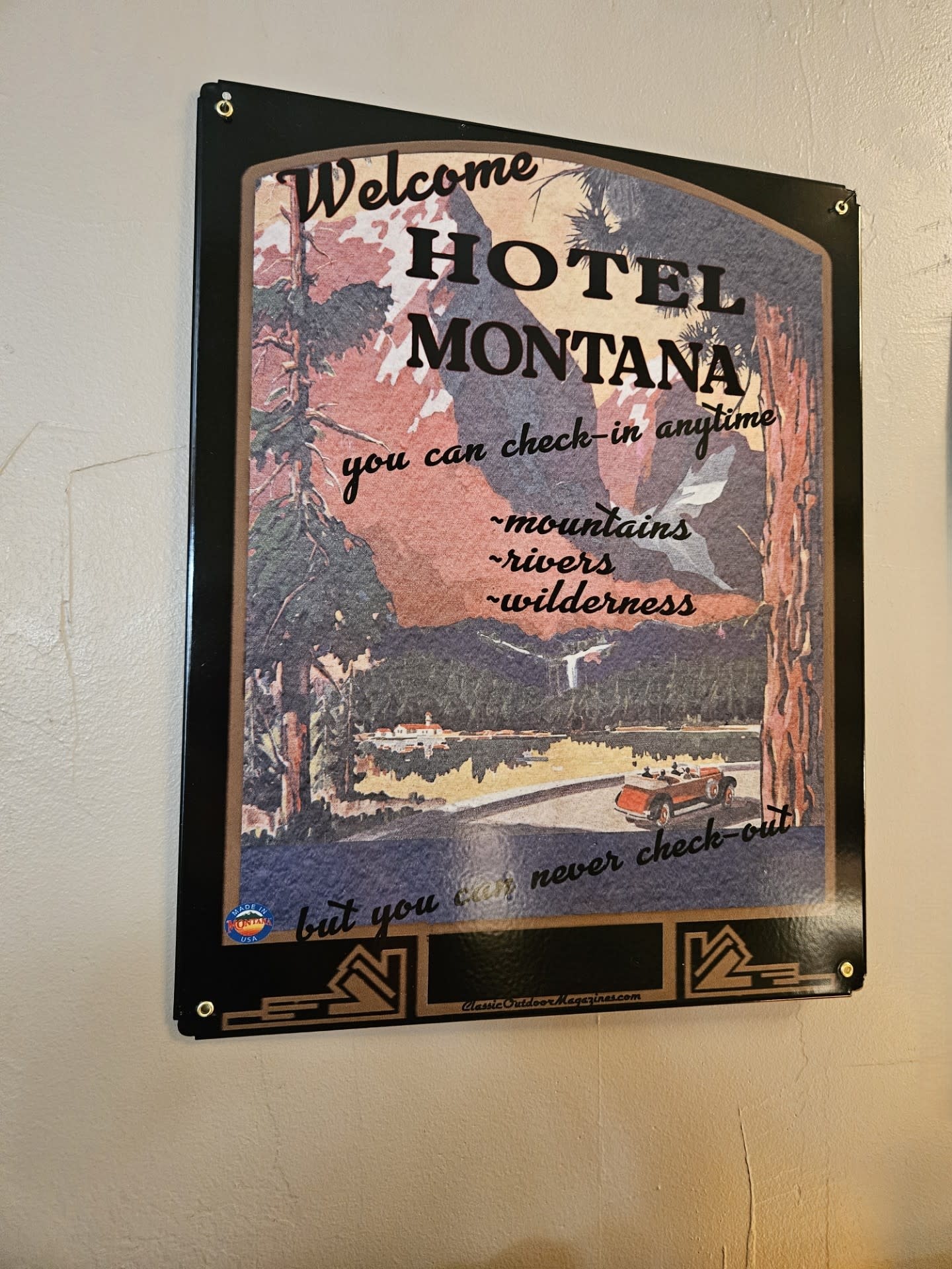 Classic Outdoor Magazines #14 Hotel Montana 12x15 Metal Sign