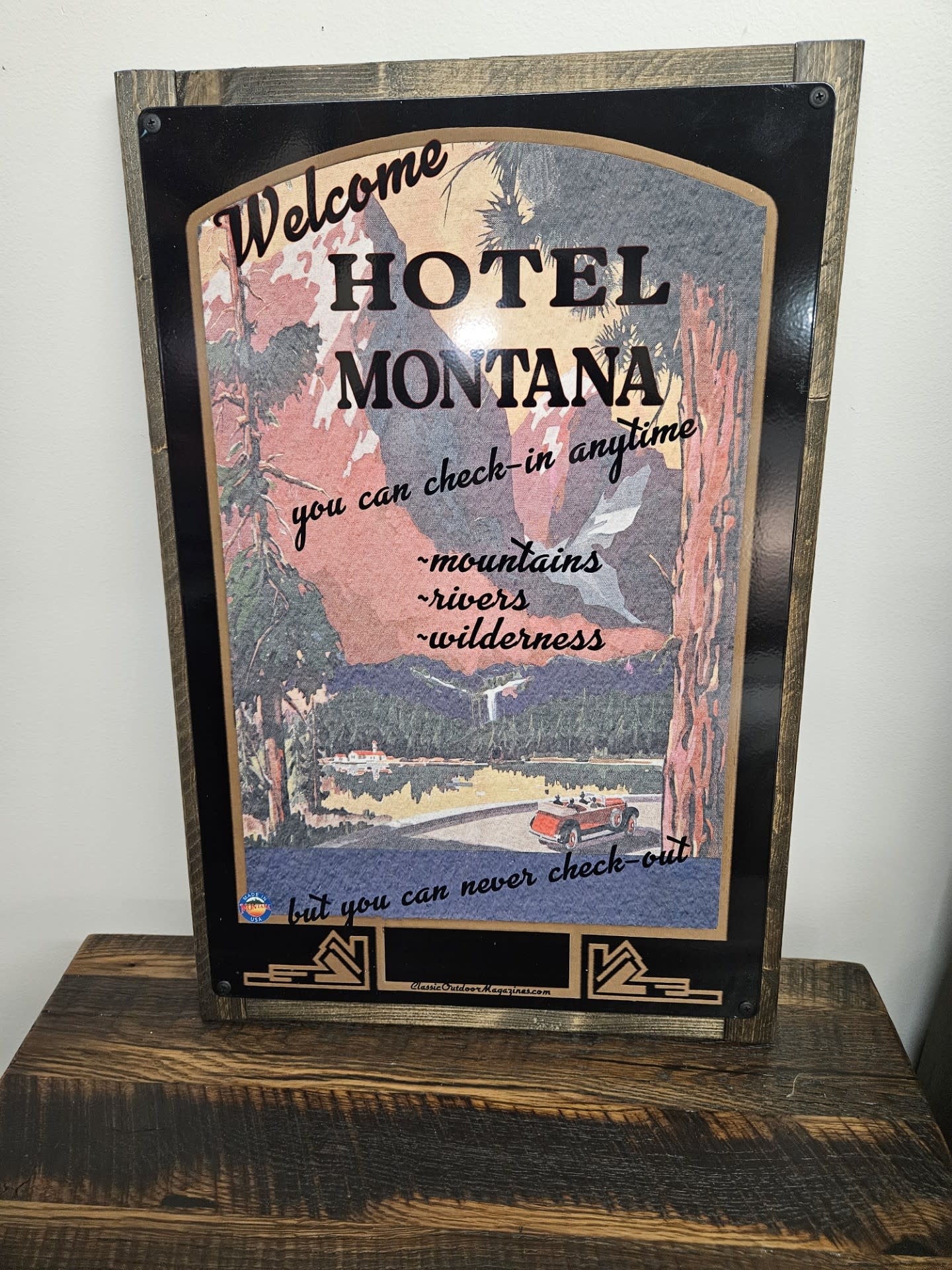 Classic Outdoor Magazines #14 Hotel Montana 17x26 Metal/Wood Sign