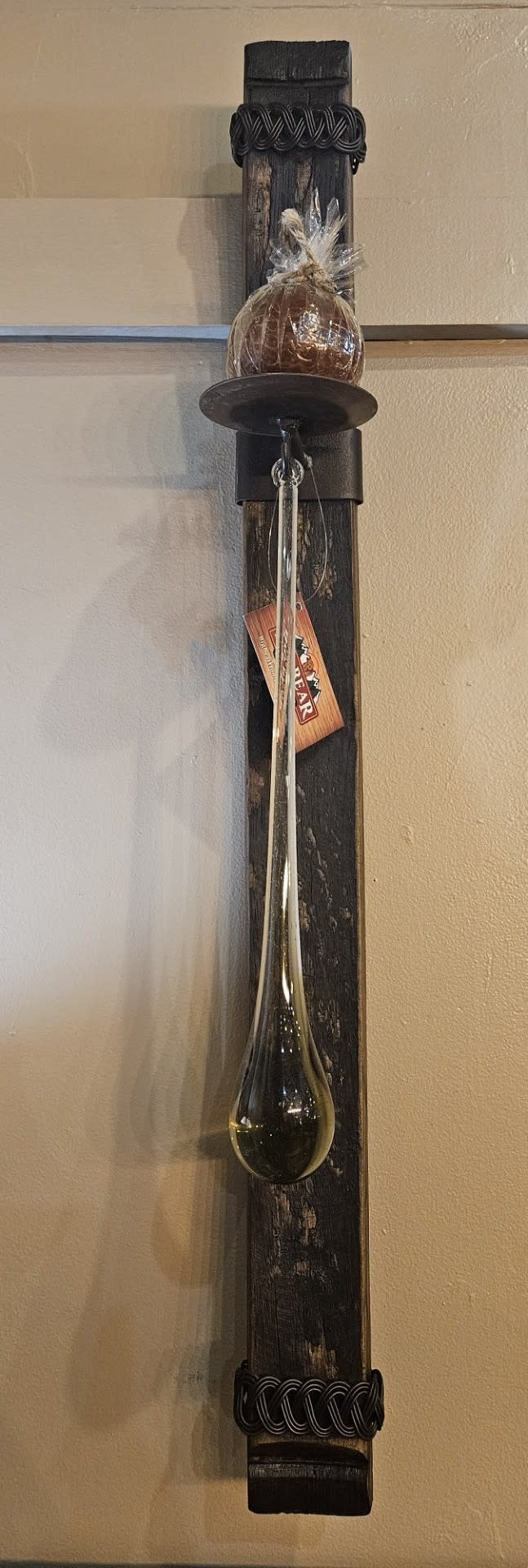 Artisans Curved Tequila Stave w/15" Teardrop 3x7x36H w/Candle