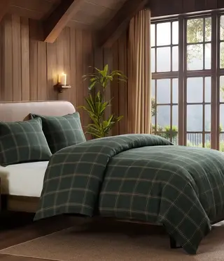 Hiend Windowpane Plaid 3 pc QUEEN Comforter Set, Hunter Green Hiend Windowpane Plaid 3 pc QUEEN Comforter Set, Hunter Green