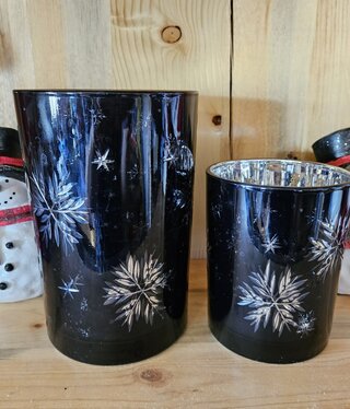 Melrose Midnight Snowflakes Candleholder - MEDIUM 5"H
