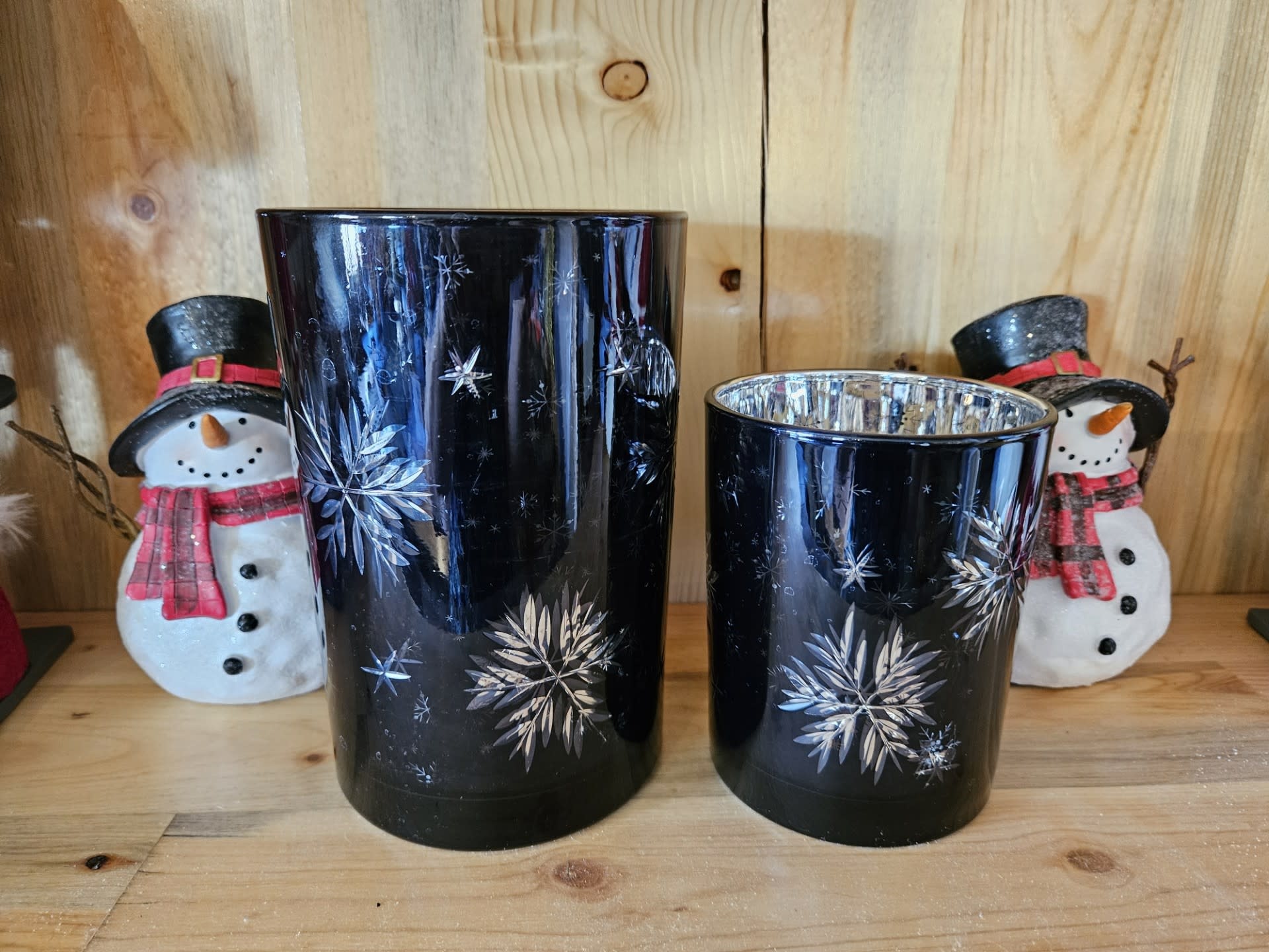 Melrose Midnight Snowflakes Candleholder - MEDIUM 5"H