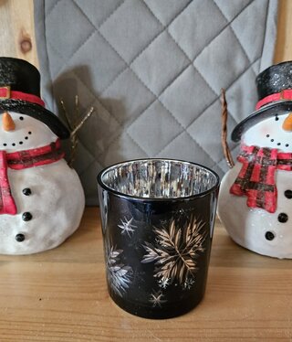 Melrose Midnight Snowflakes Candleholder-SMALL 3"H