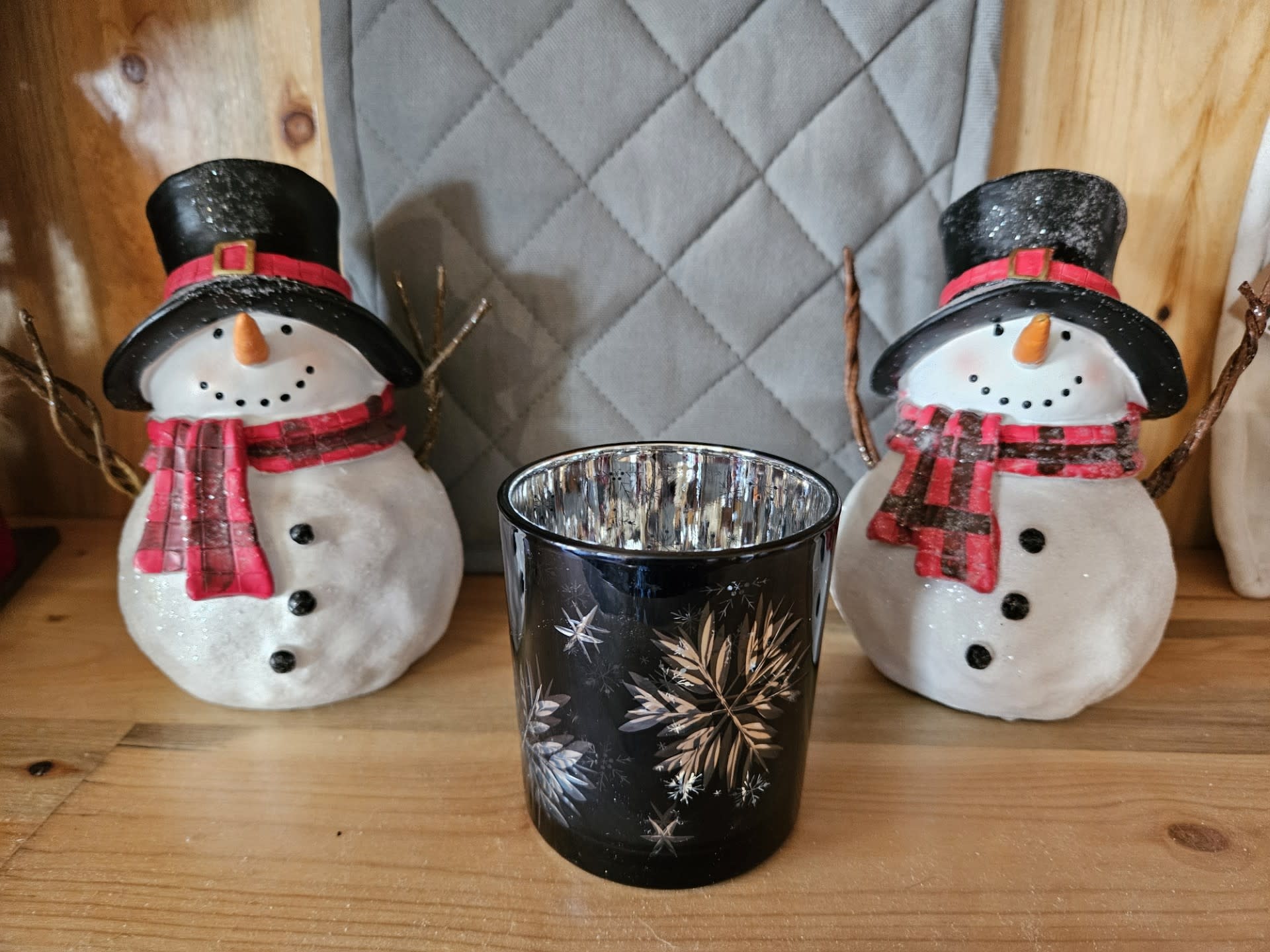 Melrose Midnight Snowflakes Candleholder-SMALL 3"H