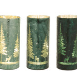 Melrose Green Pinetree & Deer LED Luminary 8.5"H