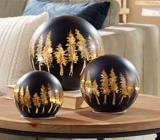 Melrose Globe with Gold Trees-LARGE, 8"D