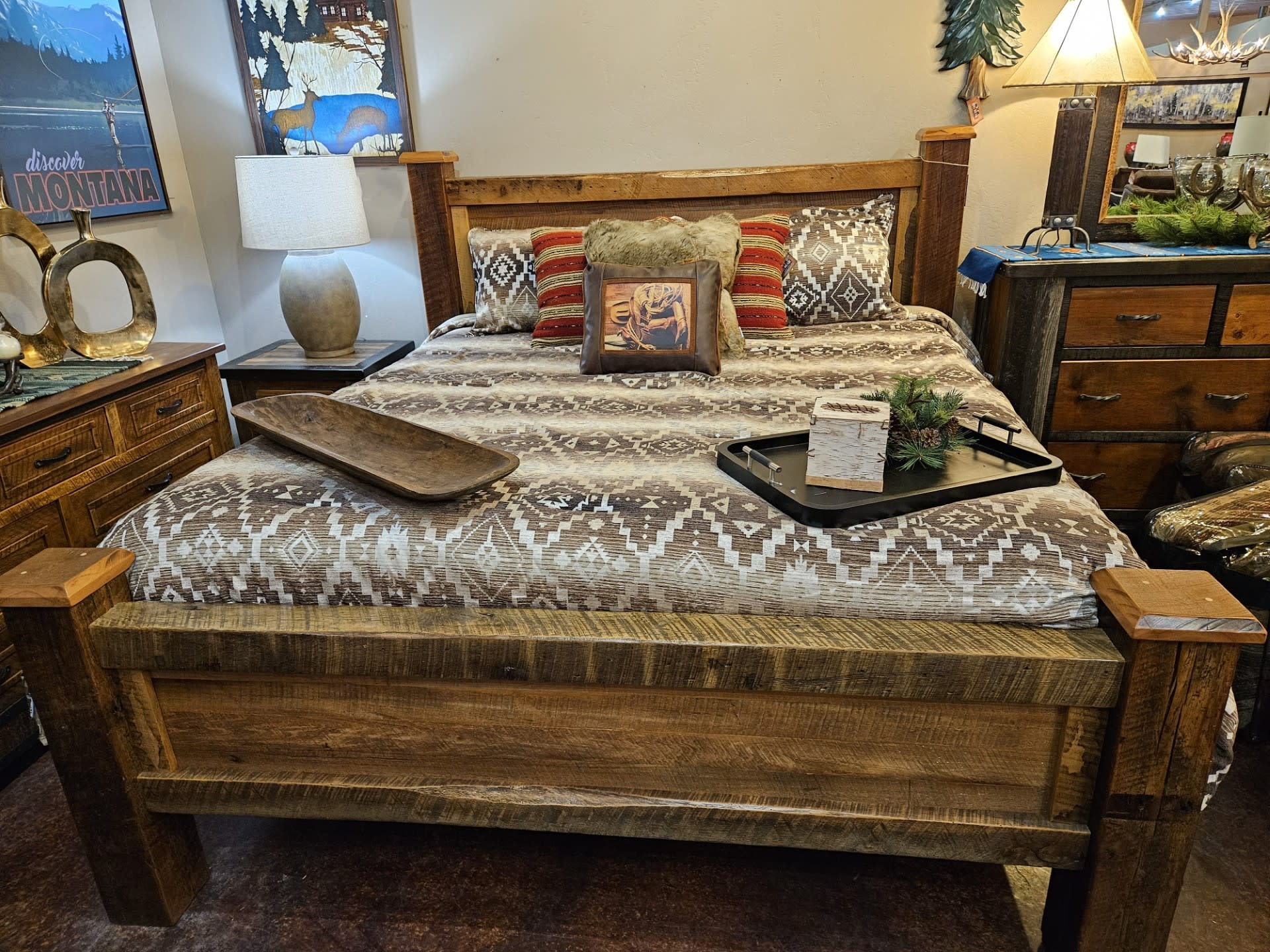 Old Hickory Old Timber KING Bed HB60H, FB32H, 82Wx89L