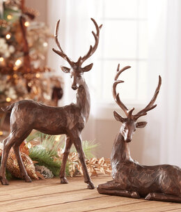 Melrose Bronze Colored Deer, 13.5"H or 18"H