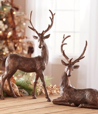 Melrose Bronze Colored Deer, 13.5"H or 18"H