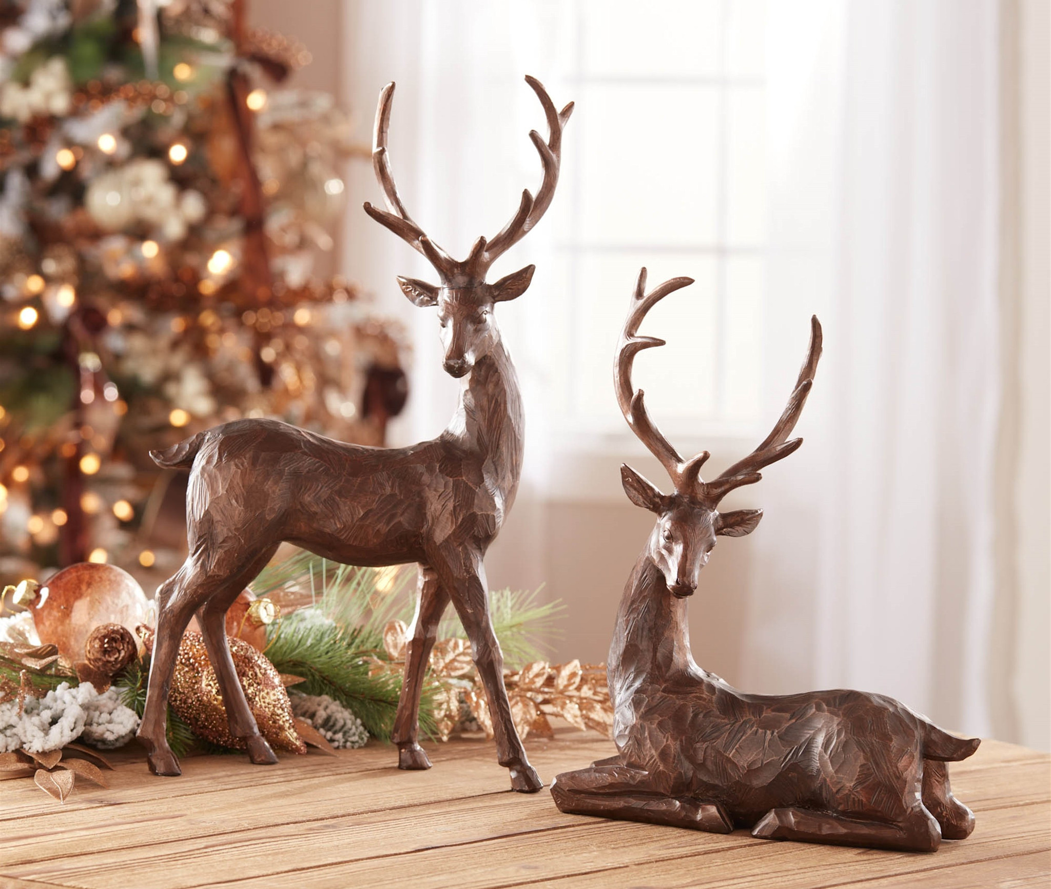 Melrose Bronze Colored Deer, 13.5"H or 18"H