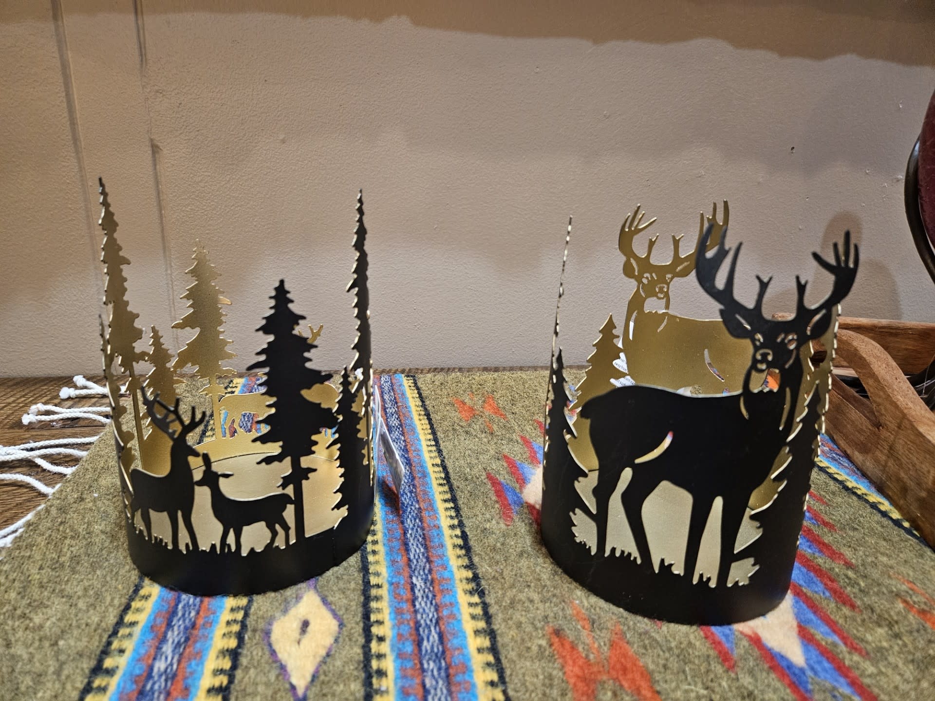 Melrose Metal Deer & Tree Candleholder 4.5"D x 6.5"H