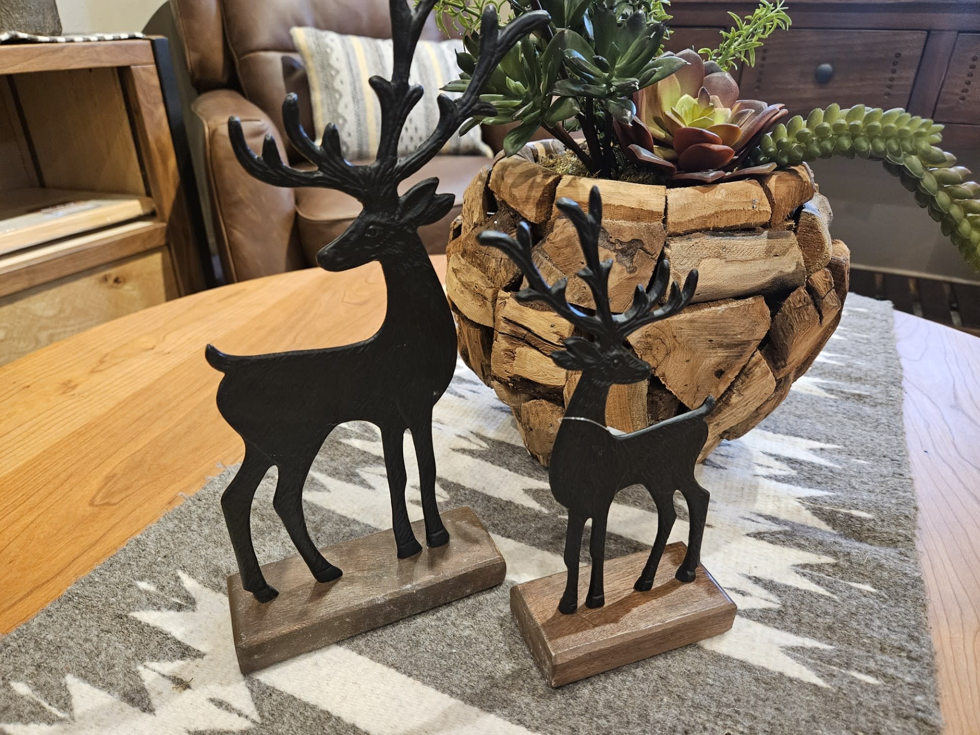 Melrose Deer on Wood Base SET of 2 each,  9"H or 11.5"H