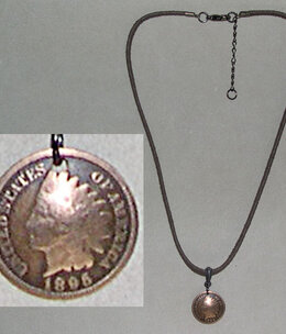 cool water jewelry NLS20 Necklace: Native American Penny Leather cool water jewelry NLS20 Necklace: Native American Penny Leather