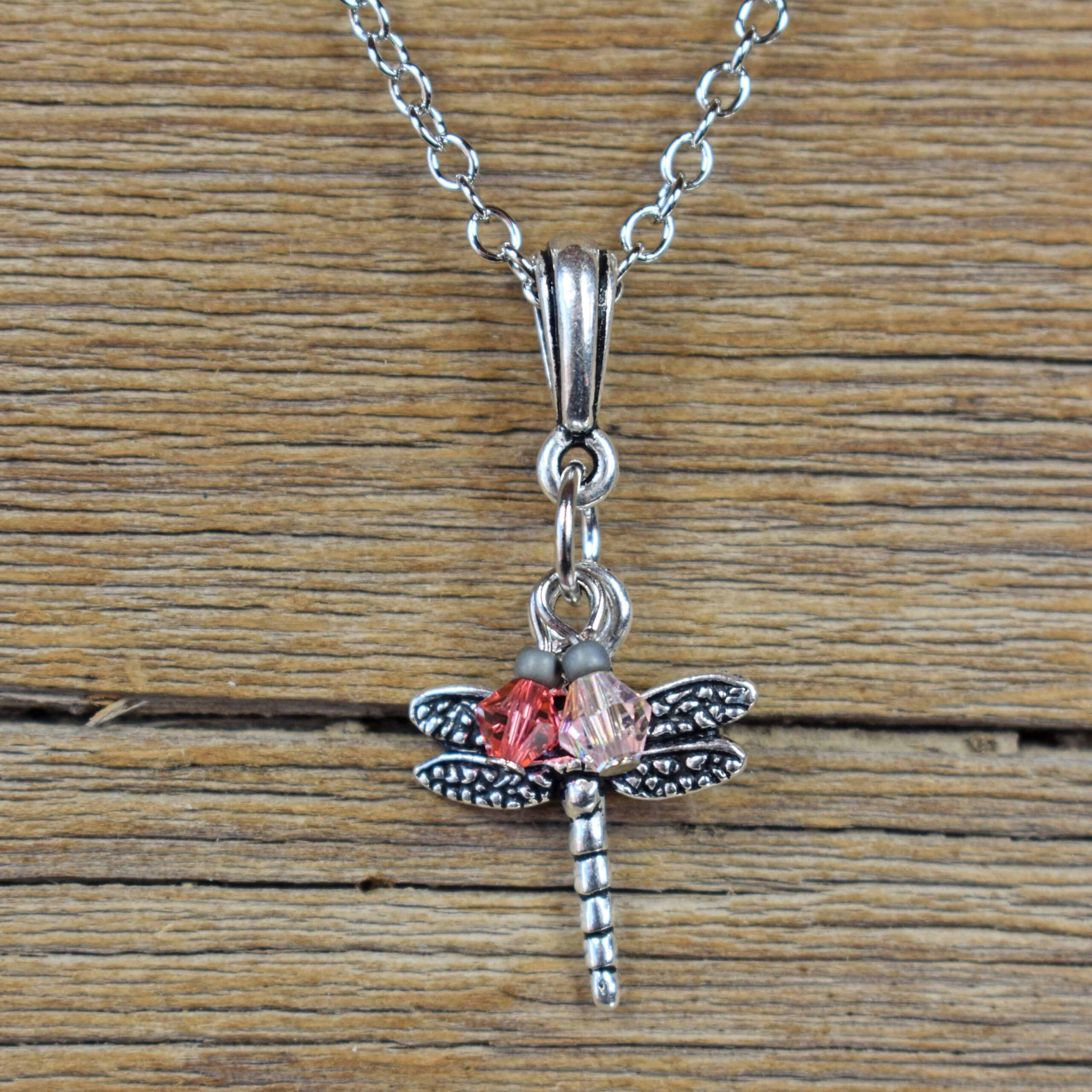 cool water jewelry NC156-124 Necklace: Pink Dragonfly