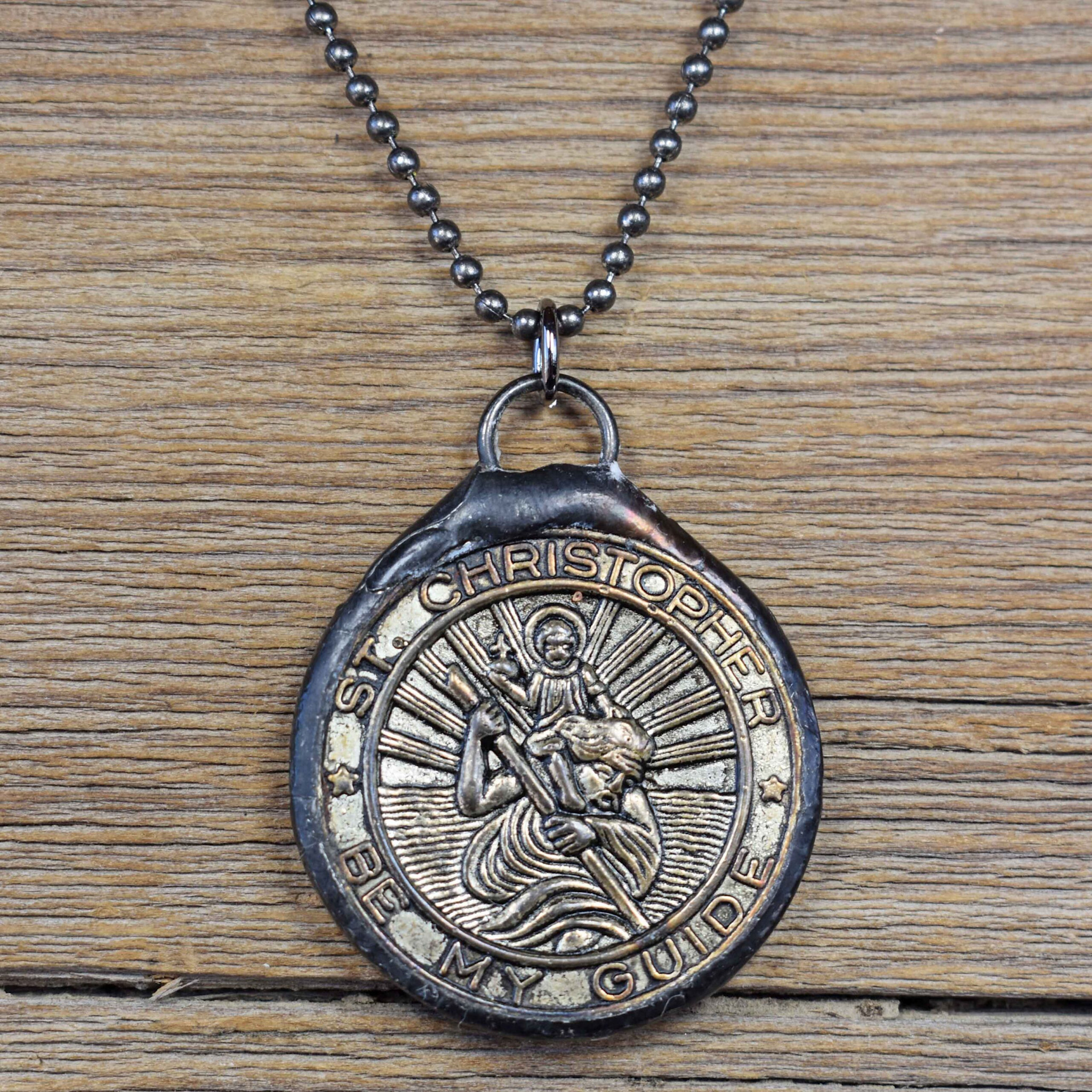 cool water jewelry NC585 Necklace: St Christopher Pendant