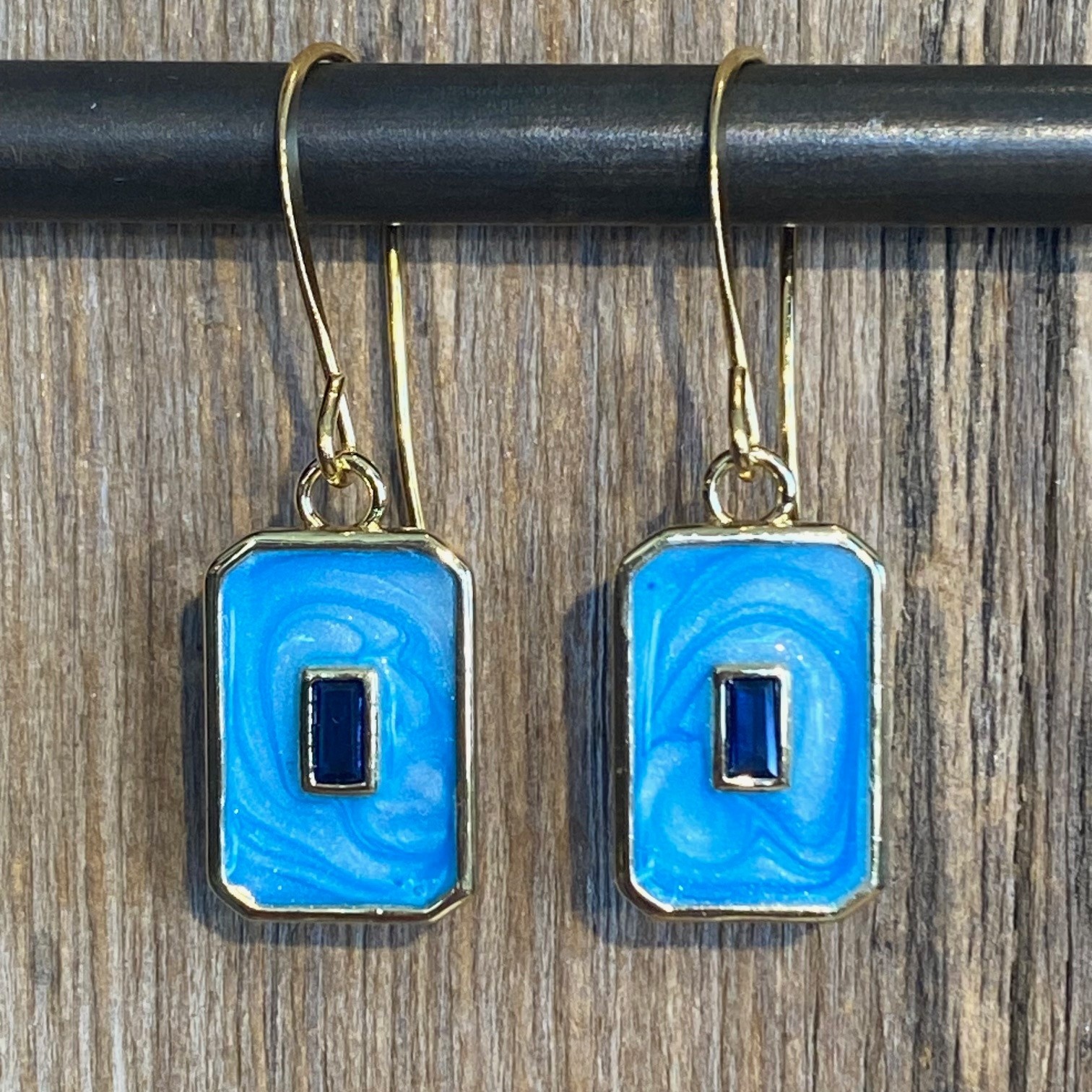cool water jewelry EW875-221 Earrings: Headwaters Rectangle (Sky Blue)