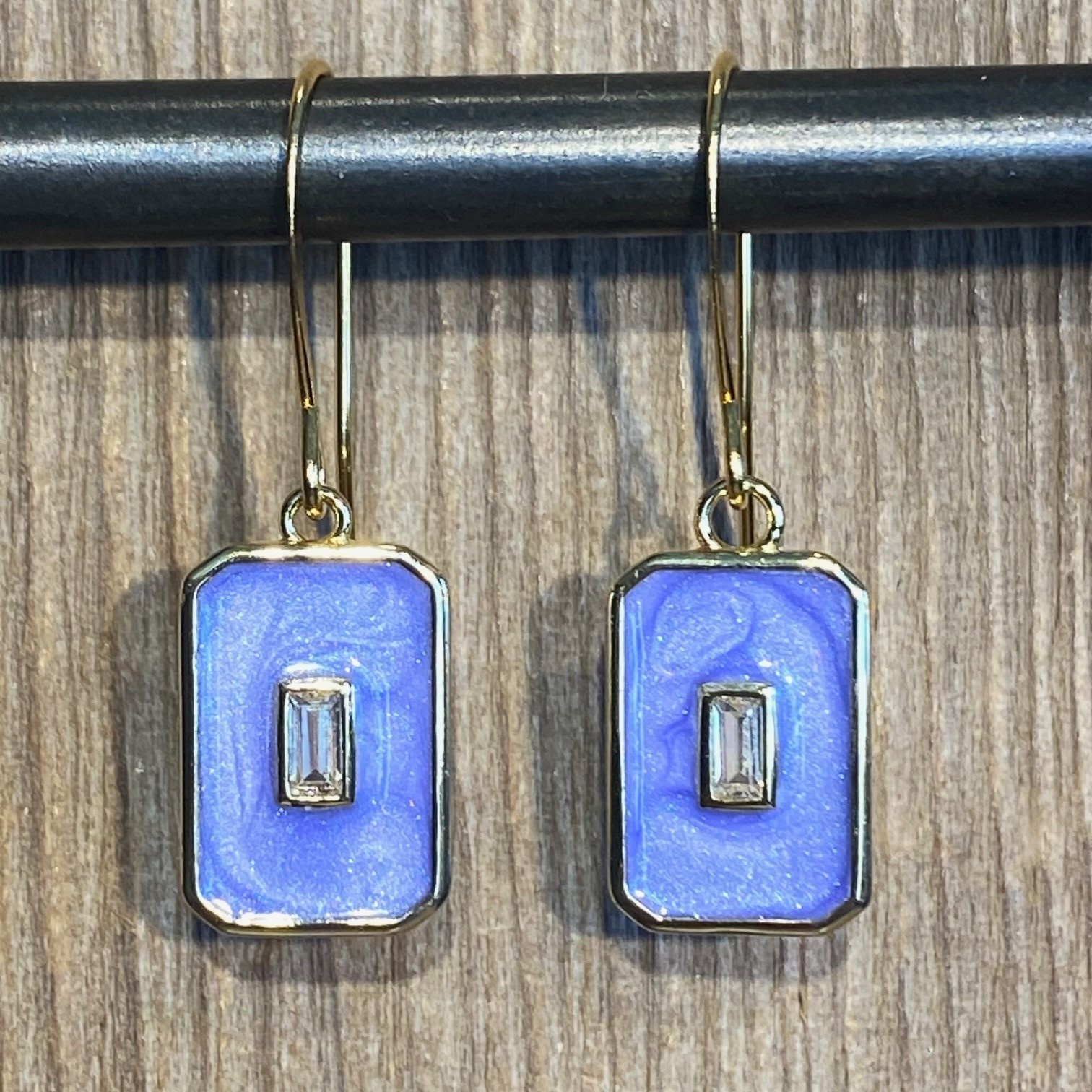 cool water jewelry EW875-204 Earrings: Evening in Old Town Rectangle (Purple)