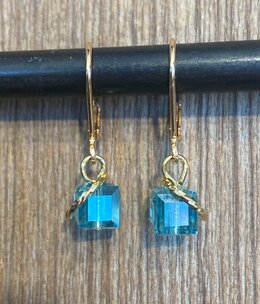 cool water jewelry EW894-223 Earrings: Forever Turquoise Crystal Cube cool water jewelry EW894-223 Earrings: Forever Turquoise Crystal Cube