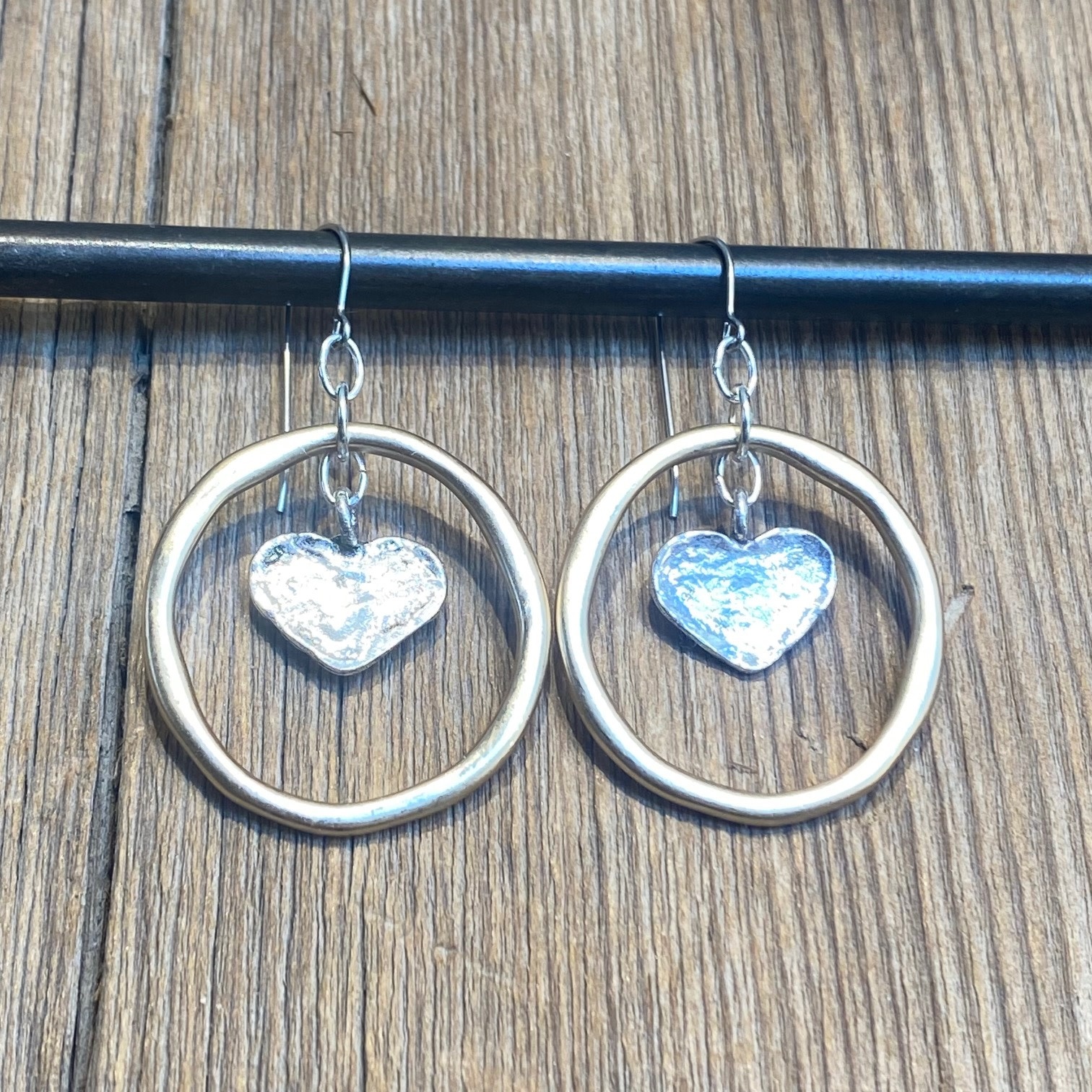cool water jewelry EW881 Earrings:  Jumbles Ring and Heart
