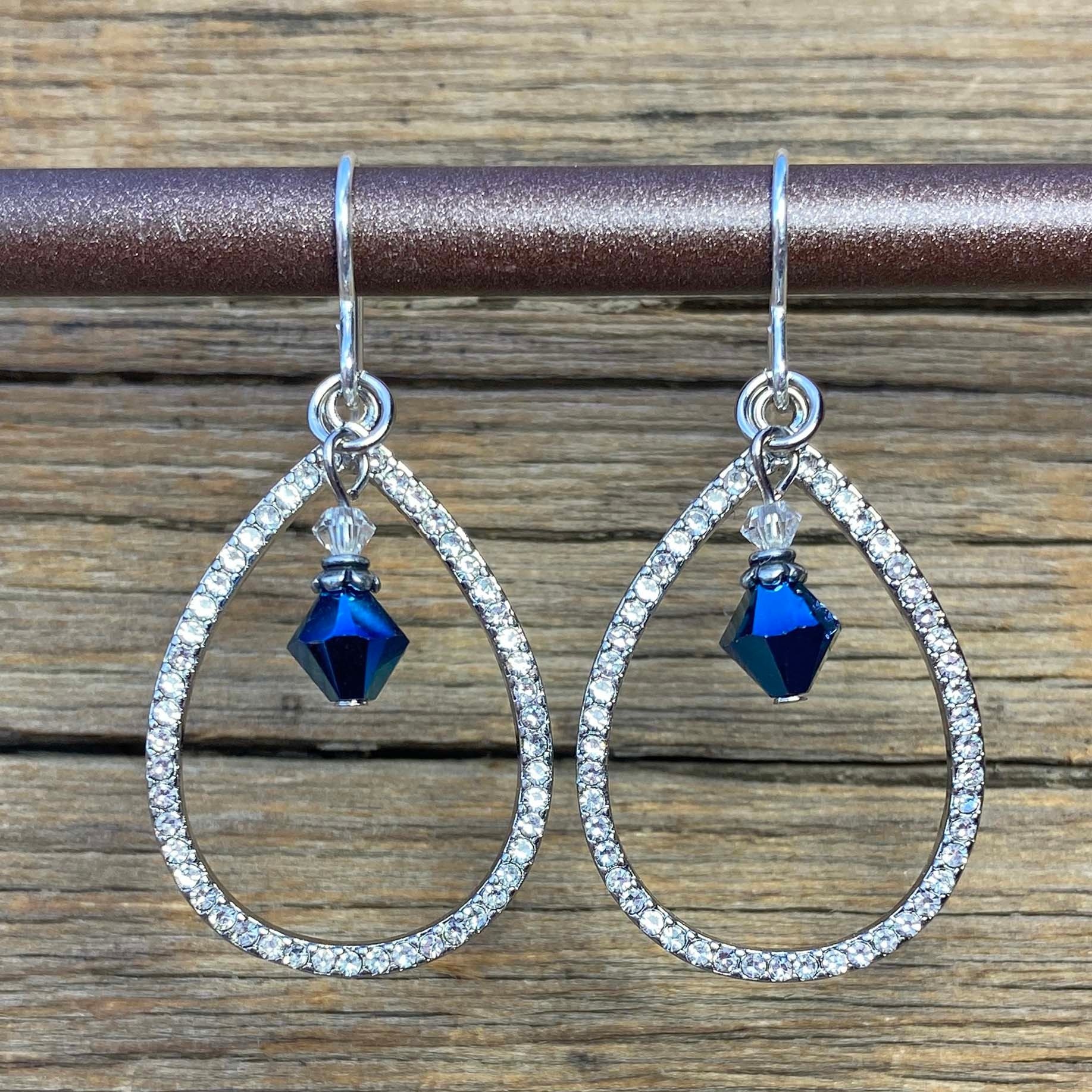 cool water jewelry EW769-69 Earrings:  Blue Jazz Sparkly Teardrop