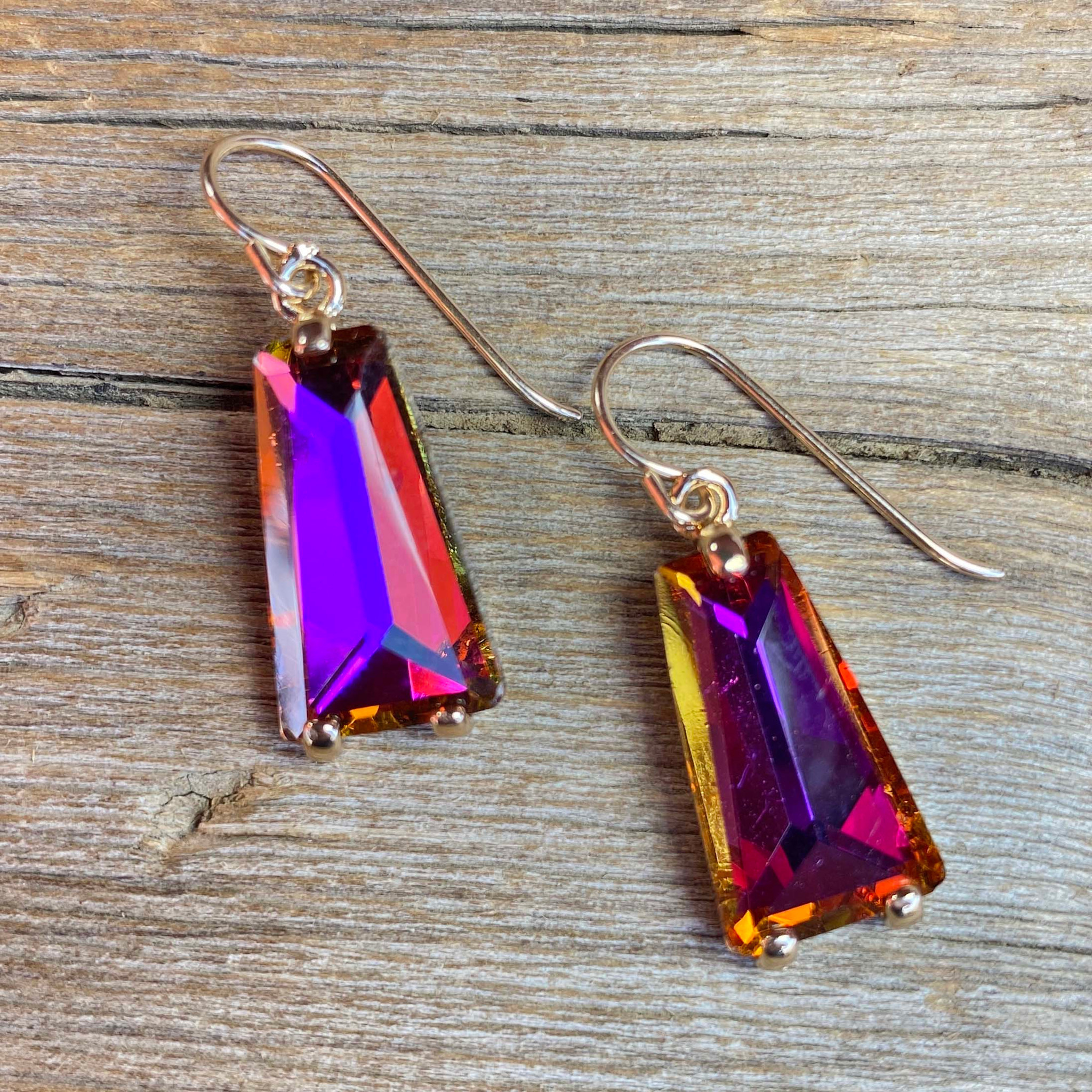 cool water jewelry EW812-192 Earrings: Carnival Lights Trapezoid